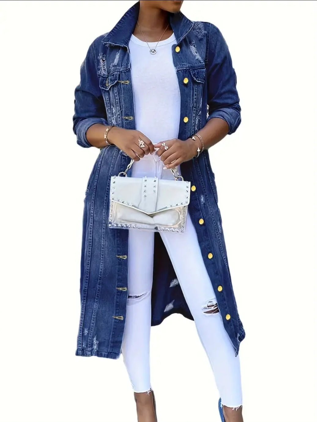 "Water" long Jean Jacket