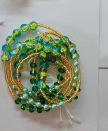 Green & Blue Beaded Waist Chain