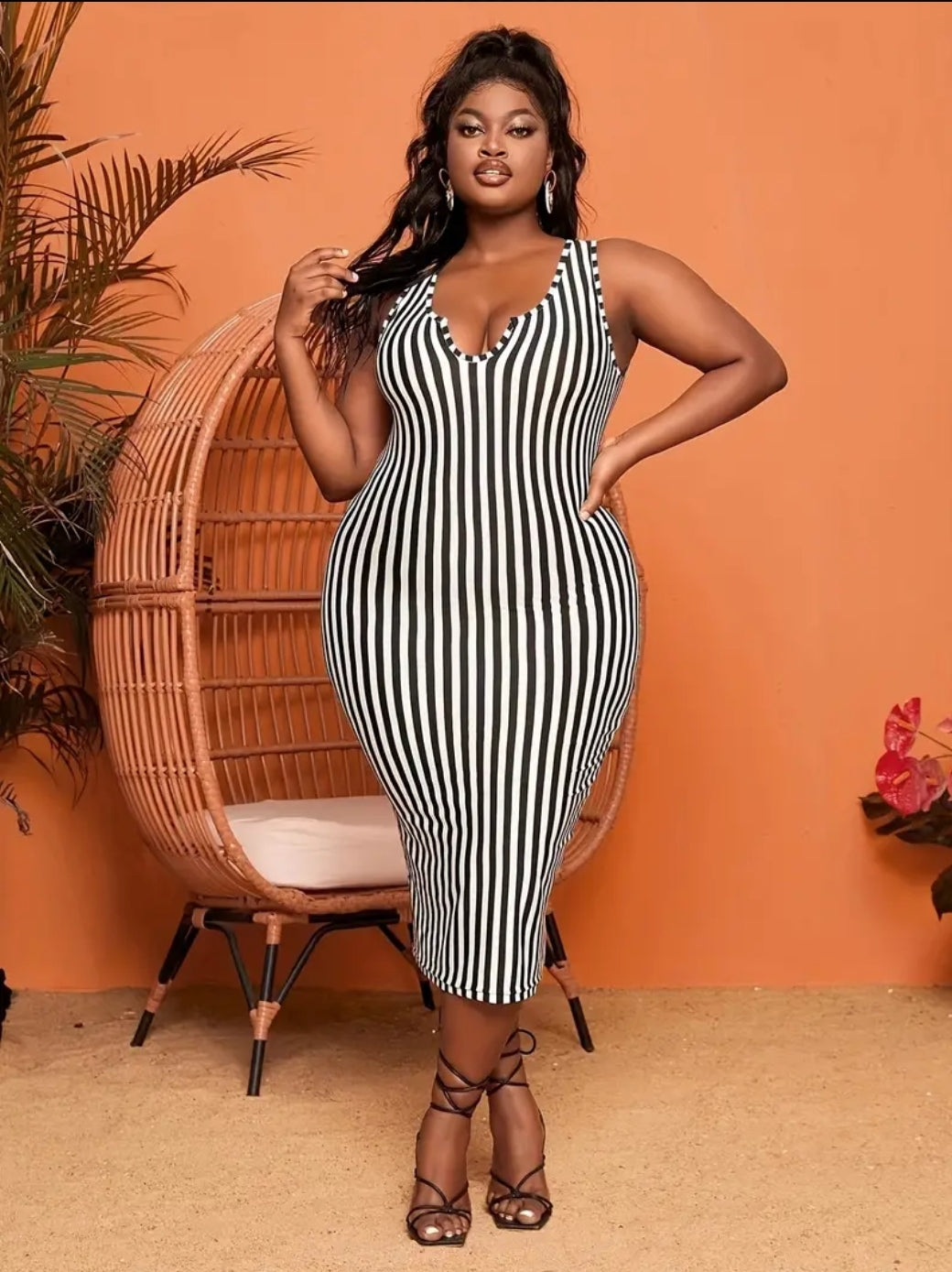 "Zara" Plus Size Striped Dress