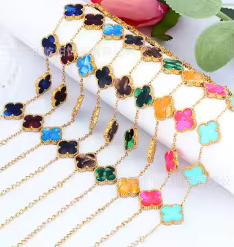 Lucury Clover Charm Chain Bracelet- Mulicolor Elegance